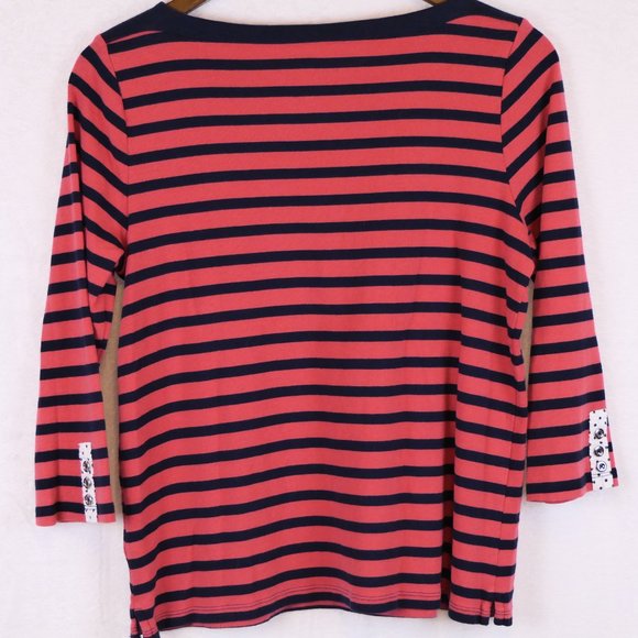 Rafaella Weekend Women's SZ MP Scoop Neck Striped  3/4 Sleeve Top - Picture 4 of 5
